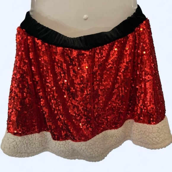 Christmas red sequin skirt with sequin belt Love & Let Love S - Picture 2 of 4
